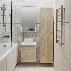 Runo Мебель для ванной Бари 40 R Uno подвесная дуб крафт/белая – фотография-2